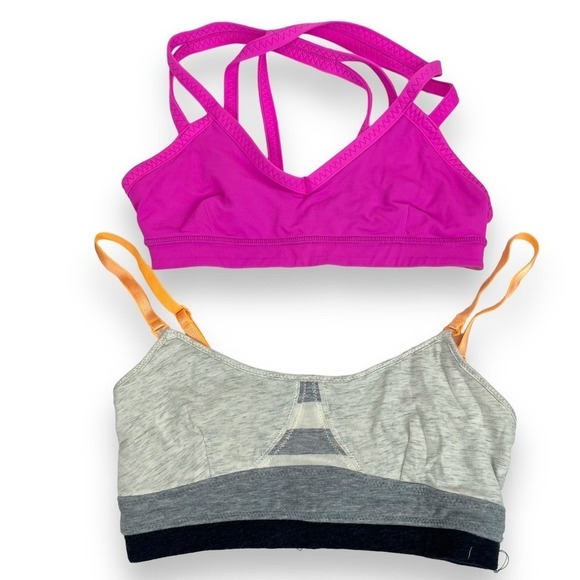 lululemon athletica Other - lululemon bra womens 4 hot pink gray strapy yoga sports bra